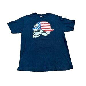 Metal Mulisha Mens Navy Blue American Flag Skull Graphic T shirt Cotton Large L